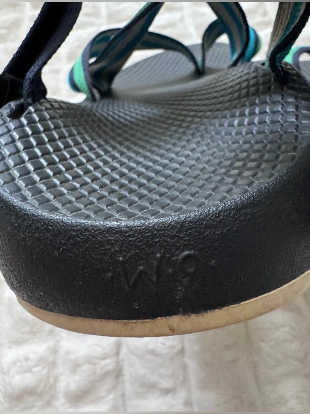 Chaco 9 Tegu Blue & Green Strap Sandals ~ Outdoor Hiking Water Adjustable - Picture 7 of 8